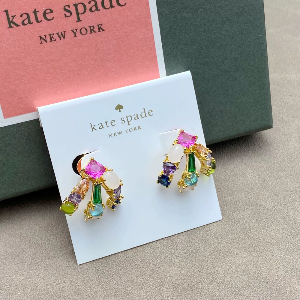 kate spade Colorful CZ Irregular Geometric Three Prong Earrings